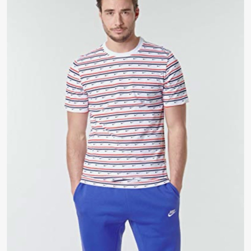 Nike All Over Check Swoosh Striped shirt